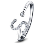 Diamond Initial 'S' Ring 0.10ct Premium Quality in 18k White Gold - All Diamond