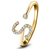 Diamond Initial 'S' Ring 0.10ct Premium Quality in 18k Yellow Gold - All Diamond