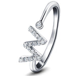 Diamond Initial 'W' Ring 0.10ct Premium Quality in 18k White Gold - All Diamond