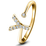 Diamond Initial 'Y' Ring 0.10ct Premium Quality in 18k Yellow Gold - All Diamond