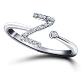 Diamond Initial 'Z' Ring 0.10ct Premium Quality in 18k White Gold - All Diamond
