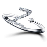 Diamond Initial 'Z' Ring 0.10ct Premium Quality in 18k White Gold - All Diamond