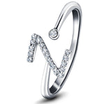 Diamond Initial 'Z' Ring 0.10ct Premium Quality in 18k White Gold - All Diamond