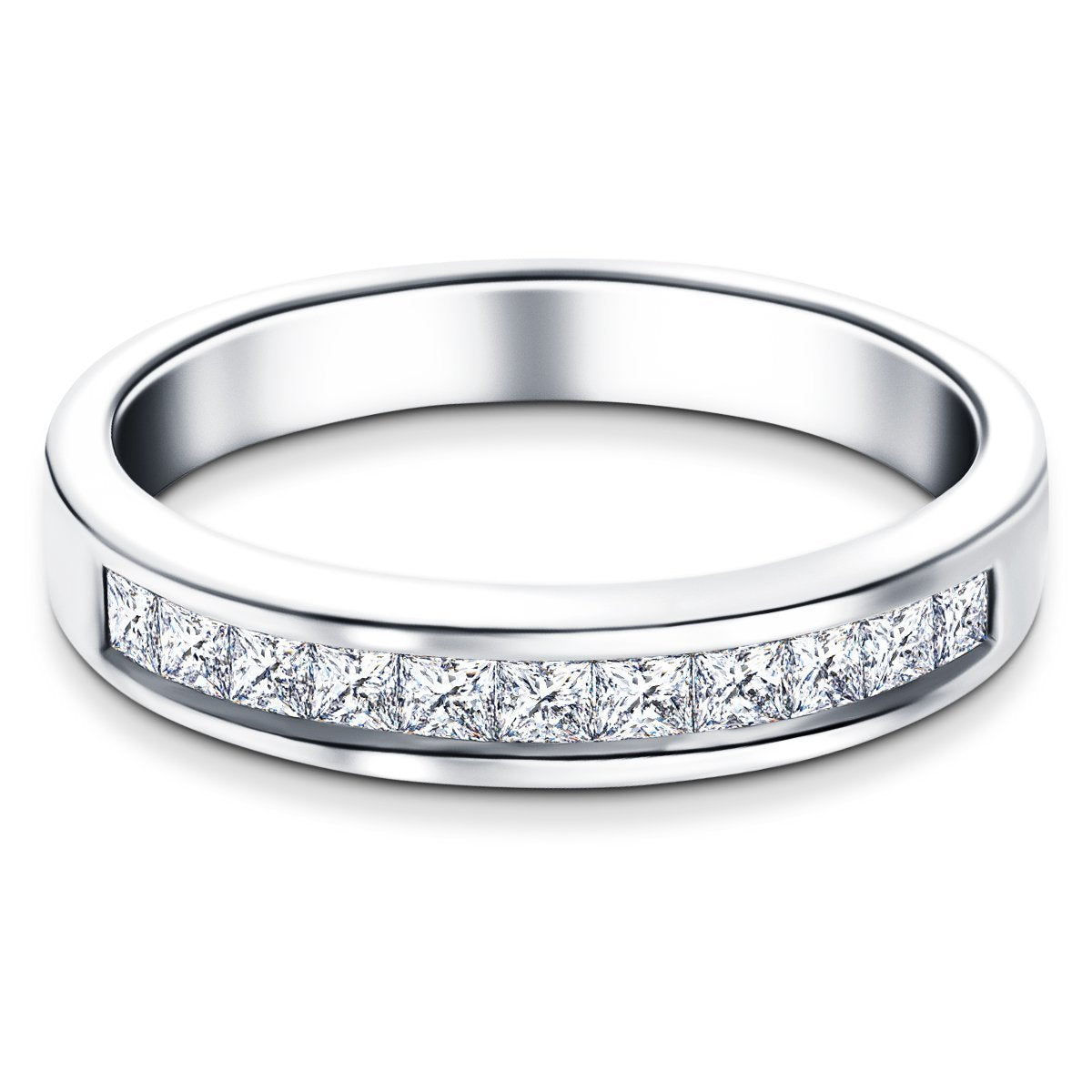 Diamond Princess Half Eternity Ring 0.50ct G/SI in Platinum 3.8mm - All Diamond