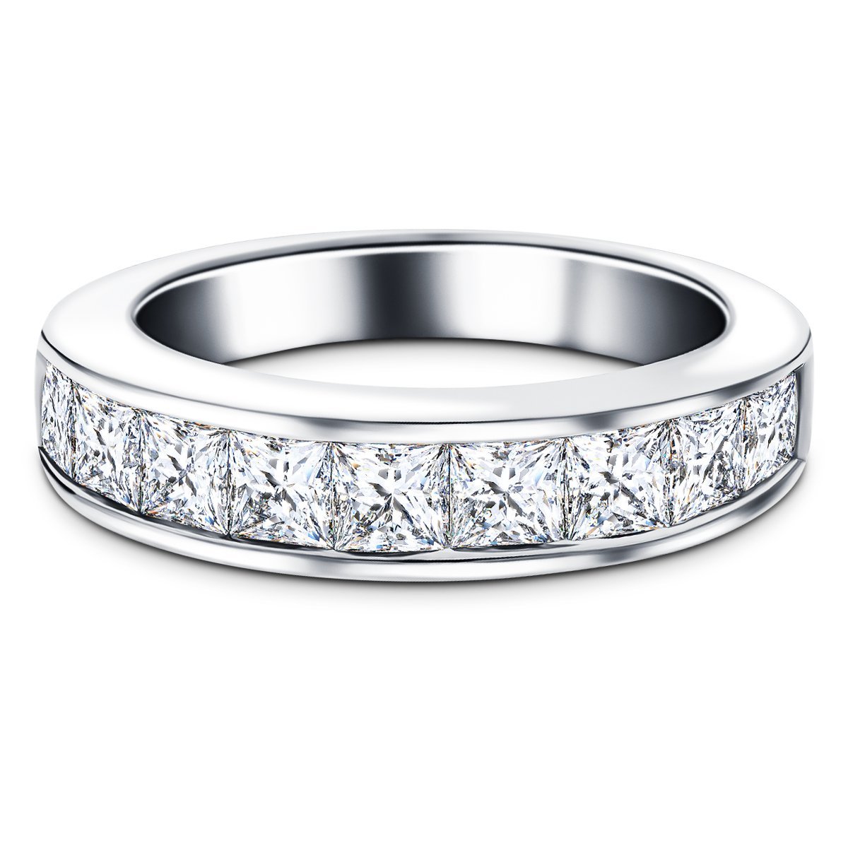 Diamond Princess Half Eternity Ring 1.40ct G/SI in Platinum 4.5mm - All Diamond