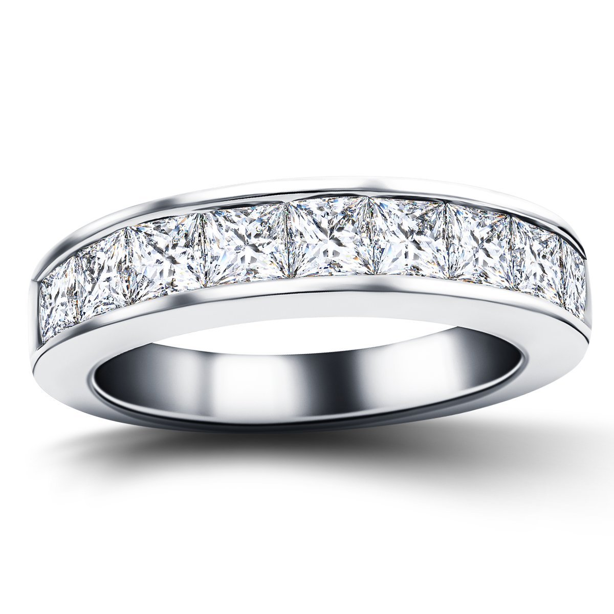 Diamond Princess Half Eternity Ring 1.40ct G/SI in Platinum 4.5mm - All Diamond