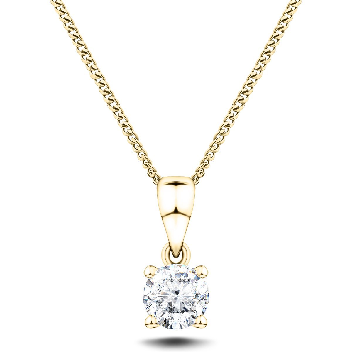 Diamond Solitaire Necklace 0.10ct G/SI in 18k Yellow Gold - All Diamond