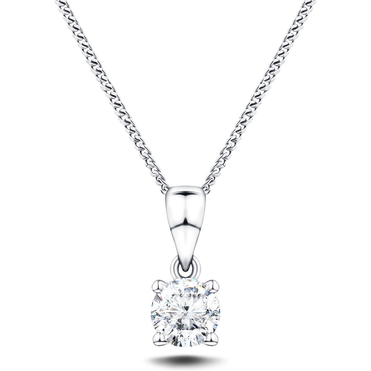 Diamond Solitaire Necklace 0.75ct G/SI in 18k White Gold - All Diamond