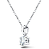 Diamond Solitaire Necklace Pendant 0.10ct H/SI in 9k White Gold - All Diamond