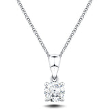 Diamond Solitaire Necklace Pendant 0.20ct H/SI In 9k White Gold - All Diamond