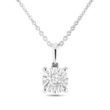 Diamond Solitaire Necklace Pendant 1.00ct Look G/SI Quality 9k White Gold - All Diamond