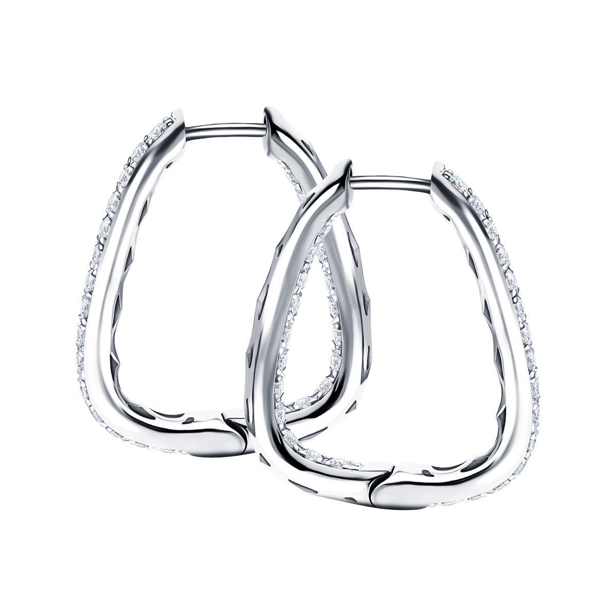 Diamond Square Grain Set Hoop Earrings 0.50ct G/SI 18k White Gold - All Diamond