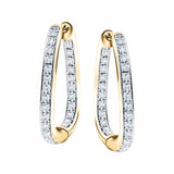 Diamond Square Grain Set Hoop Earrings 1.50ct G/SI 18k Yellow Gold - All Diamond