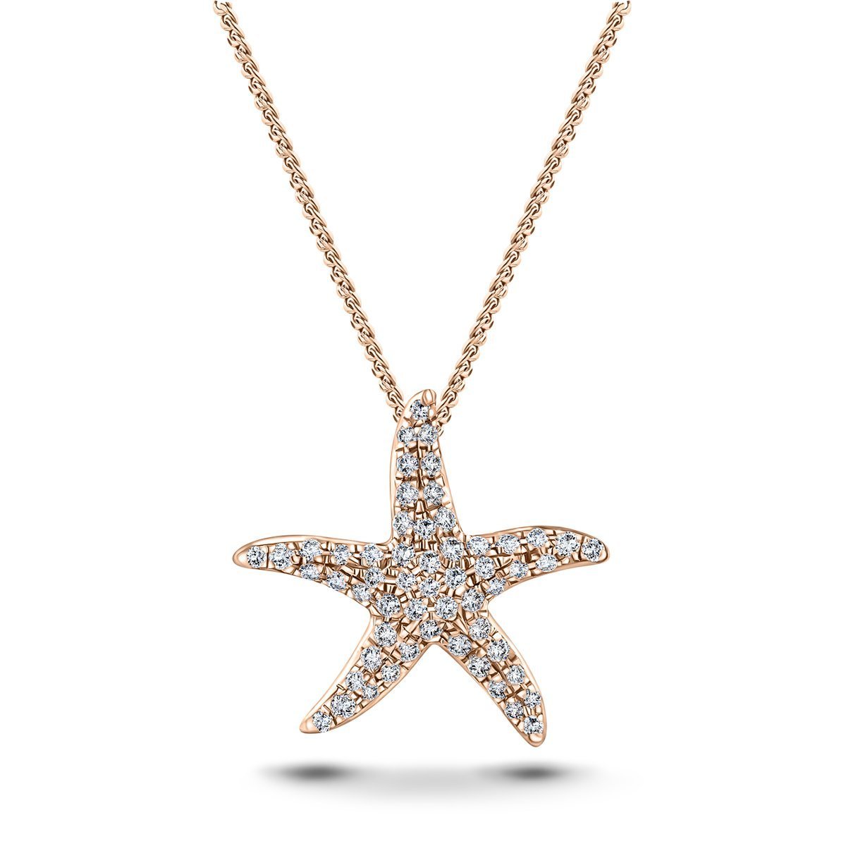 Diamond Star Fish Necklace 0.25ct G/SI Quality in 9k Rose Gold - All Diamond