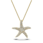 Diamond Star Fish Necklace 0.45ct G/SI Quality in 18k Yellow Gold - All Diamond