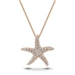 Diamond Star Fish Necklace 0.70ct G/SI Quality in 18k Rose Gold - All Diamond