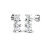 Diamond Trilogy Drop Earrings 1.10ct G/SI Quality in 18k White Gold - All Diamond