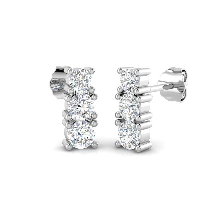 Diamond Trilogy Drop Earrings 1.10ct G/SI Quality in 18k White Gold
