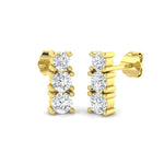 Diamond Trilogy Drop Earrings 1.10ct G/SI Quality in 18k Yellow Gold - All Diamond