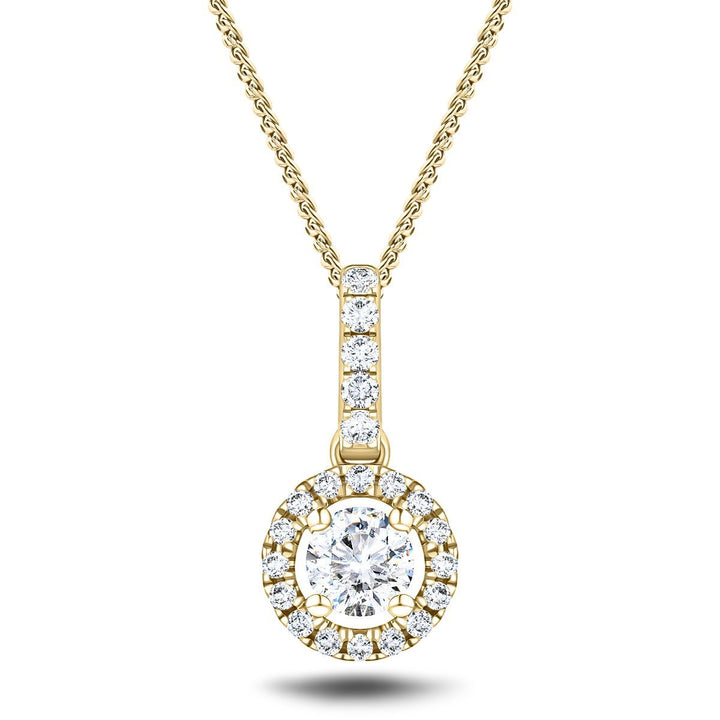 Collar con colgante de halo de diamantes de 0,65 ct G/SI Oro amarillo de 18 k