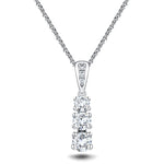 Drop Diamond Trilogy Pendant Necklace 0.75ct G/SI 18k White Gold - All Diamond