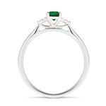 Emerald 0.35ct Diamond 0.04ct Cluster Ring 9k White Gold - All Diamond