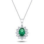 Emerald 1.00ct & 0.60ct G/SI Diamond Necklace in 18k White Gold - All Diamond