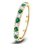 Emerald & Diamond Half Eternity Ring 0.55ct in 18k White Gold - All Diamond