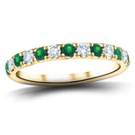 Emerald & Diamond Half Eternity Ring 1.10ct in 18k Yellow Gold - All Diamond