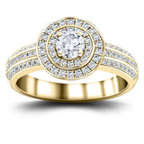 Exclusive Halo Diamond Engagement Ring 0.65ct G/SI 18k Yellow Gold - All Diamond