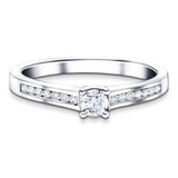 Exclusive Side Stone Engagement Ring 0.30ct G/SI 18k White Gold - All Diamond