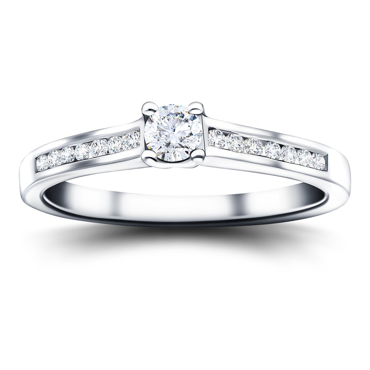 Exclusive Side Stone Engagement Ring 0.45ct G/SI 18k White Gold - All Diamond