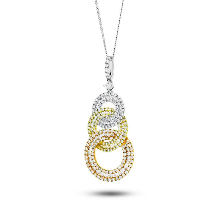 Collar con colgante de gota de diamantes de fantasía de 1,20 ct G/SI en oro de 18 quilates en 3 tonos