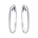 Fancy Diamond Grain Hoop Earrings 0.25ct G/SI 18k White Gold 12.8mm - All Diamond