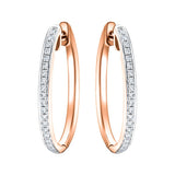 Fancy Diamond Grain Set Hoop Earrings 0.25ct G/SI 18k Rose Gold - All Diamond