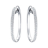 Fancy Diamond Grain Set Hoop Earrings 0.25ct G/SI 9k White Gold - All Diamond