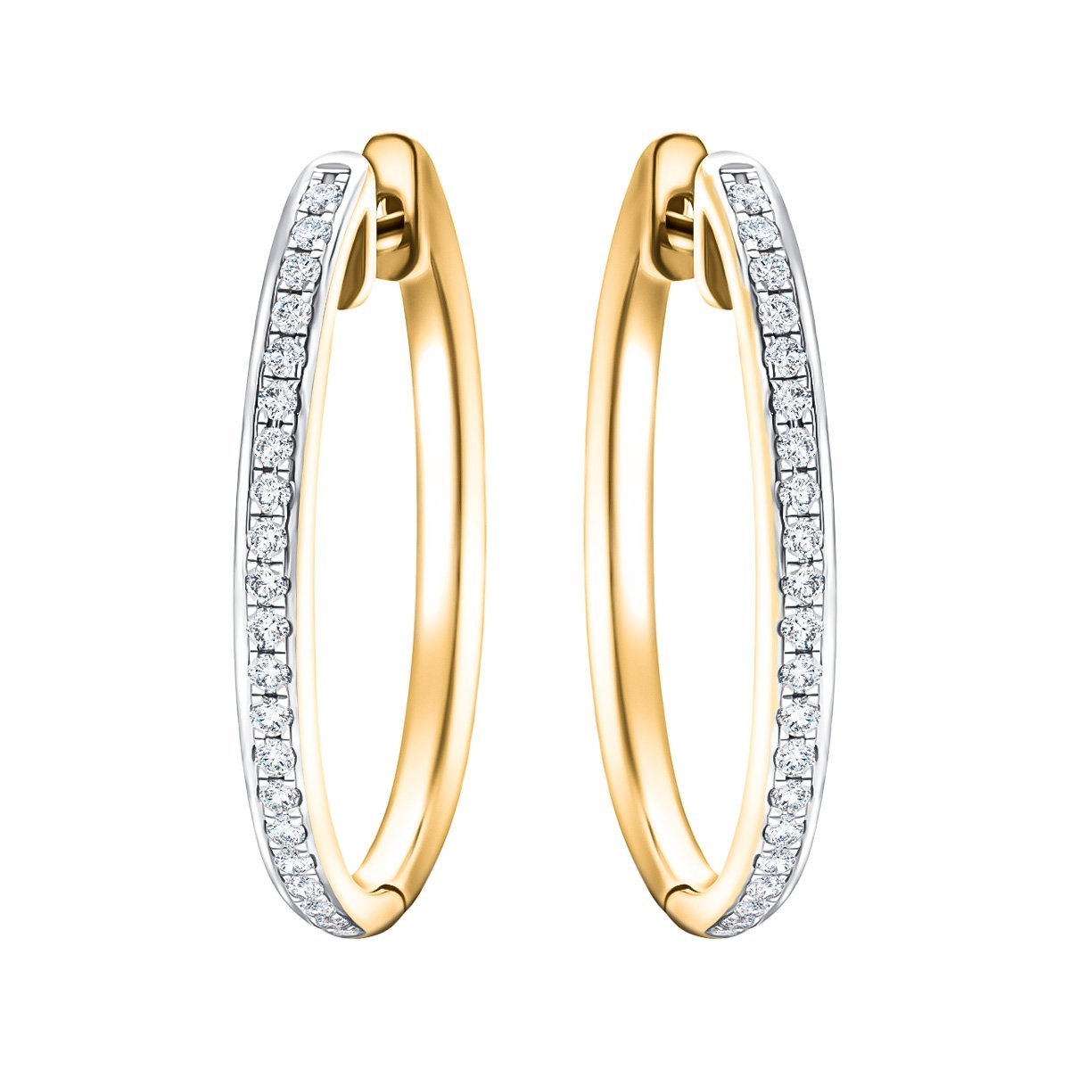 Fancy Diamond Grain Set Hoop Earrings 0.25ct G/SI 9k Yellow Gold - All Diamond