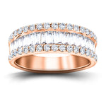 Fancy Diamond Half Eternity Ring 0.90ct G/SI 18k Rose Gold 6.0mm - All Diamond