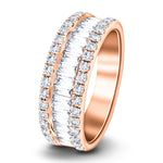 Fancy Diamond Half Eternity Ring 0.90ct G/SI 18k Rose Gold 6.0mm - All Diamond