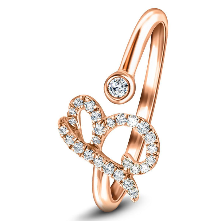 Anillo Fancy Diamond Initial 'B' 0.11ct Calidad G/SI en oro rosa de 9k