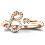 Fancy Diamond Initial 'B' Ring 0.11ct G/SI Quality in 9k Rose Gold - All Diamond