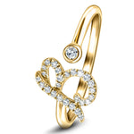 Fancy Diamond Initial 'B' Ring 0.11ct G/SI Quality in 9k Yellow Gold - All Diamond