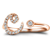 Fancy Diamond Initial 'C' Ring 0.11ct G/SI Quality in 9k Rose Gold - All Diamond