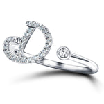 Fancy Diamond Initial 'D' Ring 0.13ct G/SI Quality in 9k White Gold - All Diamond