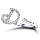 Fancy Diamond Initial 'D' Ring 0.13ct G/SI Quality in 9k White Gold - All Diamond