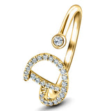 Fancy Diamond Initial 'D' Ring 0.13ct G/SI Quality in 9k Yellow Gold - All Diamond