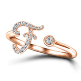 Fancy Diamond Initial 'F' Ring 0.10ct G/SI Quality in 9k Rose Gold - All Diamond