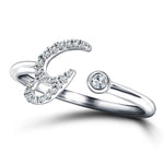 Fancy Diamond Initial 'G' Ring 0.10ct G/SI Quality in 9k White Gold - All Diamond