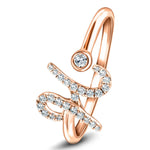 Fancy Diamond Initial 'H' Ring 0.12ct G/SI Quality in 9k Rose Gold - All Diamond
