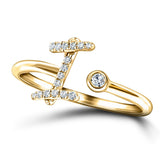 Fancy Diamond Initial 'I' Ring 0.10ct G/SI Quality in 9k Yellow Gold - All Diamond